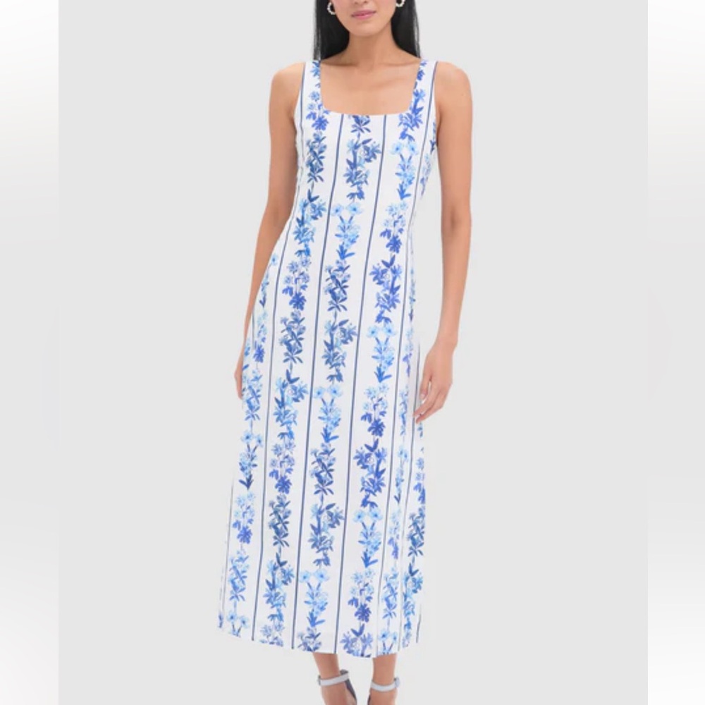 NWT Tuckernuck Blue Floral and Stripe Minnie Midi Dress